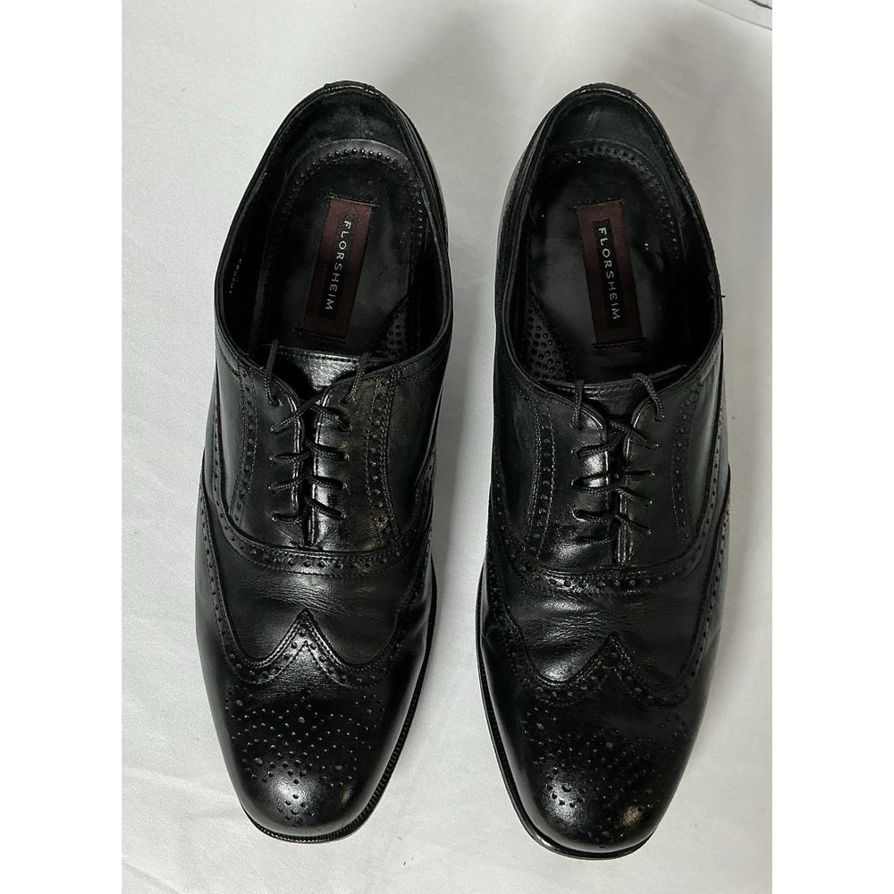 Florsheim Men's 17166-01 Black Wing Tip Brogue Oxford Dress Shoes Size 12 D